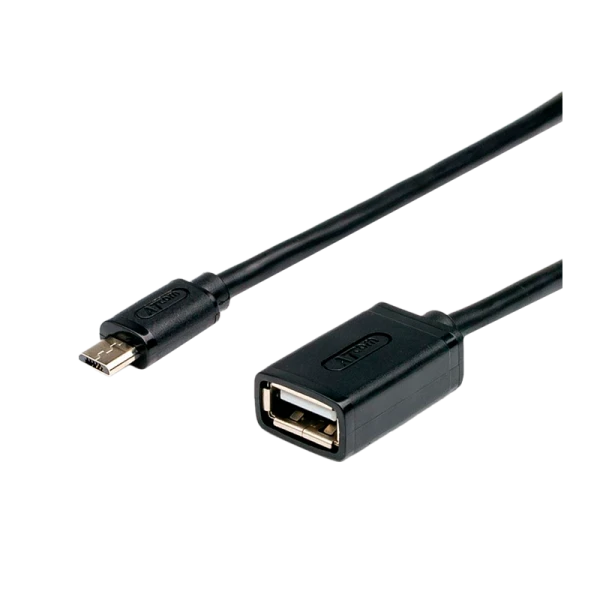 Кабель Atcom USB (f)-microUSB (m) 0.8м силикон черный (1/10/500)