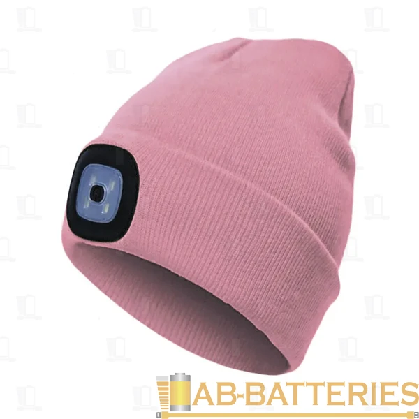 Шапка с фонарём КОСМОС розовая