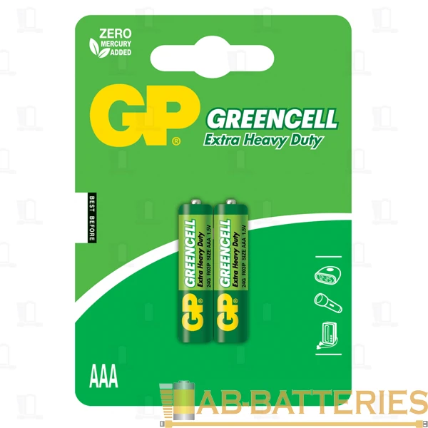 Батарейка GP GreenCell R03 AAA BL2 Heavy Duty 1.5V (2/20/240) R