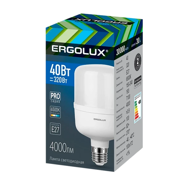 Лампа светодиодная Ergolux HW E27 40W 6500К 172-265V цилиндр