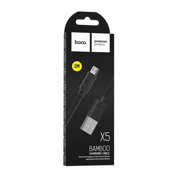 Кабель HOCO X5 USB (m)-microUSB (m) 1.0м 2.4A ПВХ черный (1/30/300)