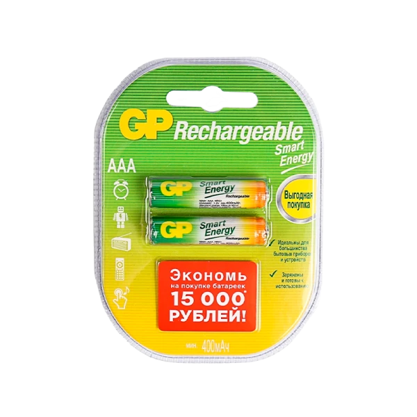 Аккумулятор бытовой GP HR03 AAA BL2 NI-MH 400mAh в пластиковой упаковке (2/20/200) R
