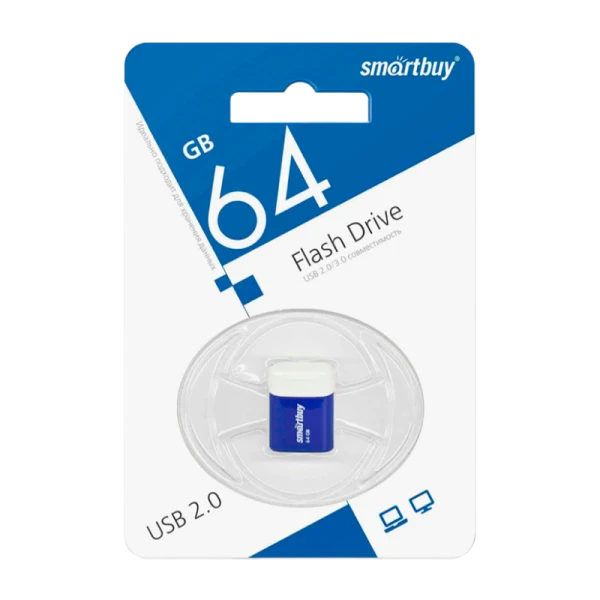 Флеш-накопитель Smartbuy Lara 64GB USB2.0 пластик синий
