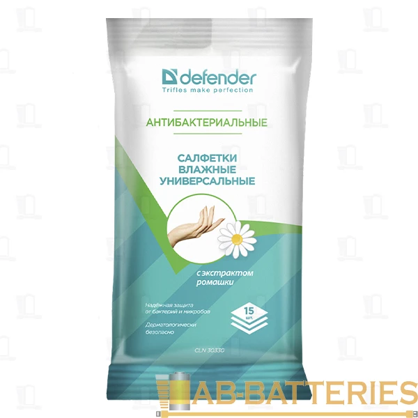 Салфетка Defender CLN30330 универсальный антибакт. 15шт. в упаковке (1/50)