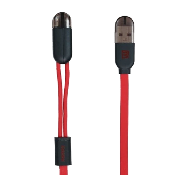 USB Кабель REMAX Binary 2in1 (Micro-Iphone 5/6/7/SE) 1M RC-025t Красный