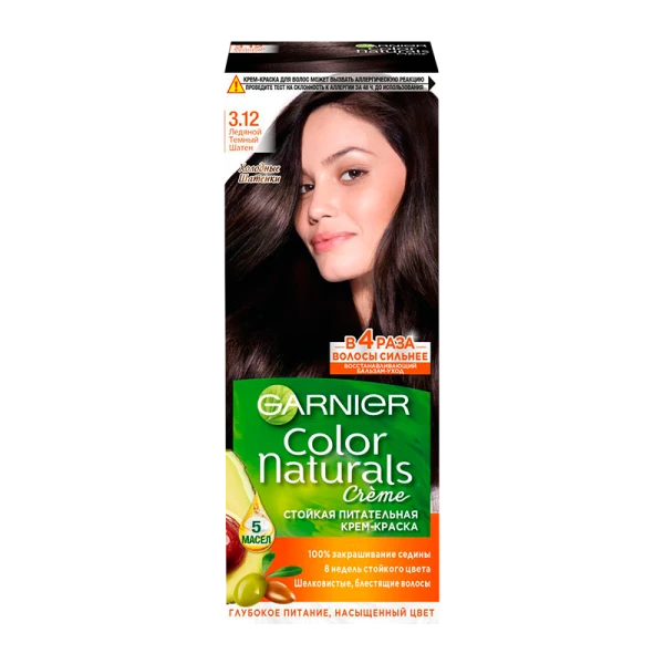 Краска для волос GARNIER Color Naturals 110мл 3.12 Ледяной Темный Шатен (1/12)