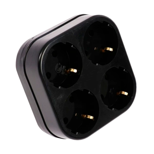 Разветвитель Toker 4Т 4р.Б/З черный (1/60)