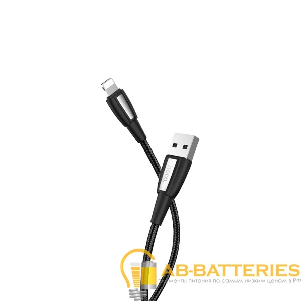Кабель HOCO X39 USB (m)-Lightning (m) 1.0м 2.4A ткань черный (1/33/330)