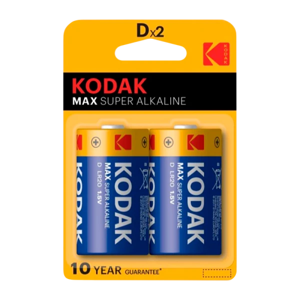 Батарейка Kodak MAX LR20 D BL2 Alkaline 1.5V (2/20/100/3200)