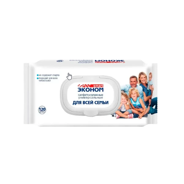 Салфетка SMART Эконом универсальные с пластиковым клапаном 120шт. (1/16)