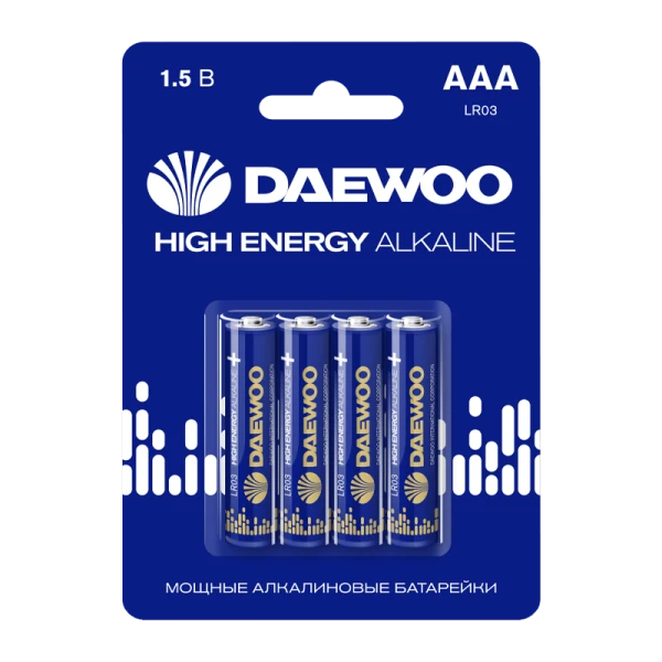 Батарейка Daewoo HIGH ENERGY LR03 AAA BL4 Alkaline 1.5V (4/40/960)