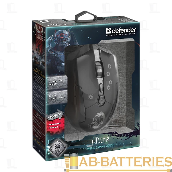 Мышь проводная Defender GM-170L Killer игровая USB черный (1/40)