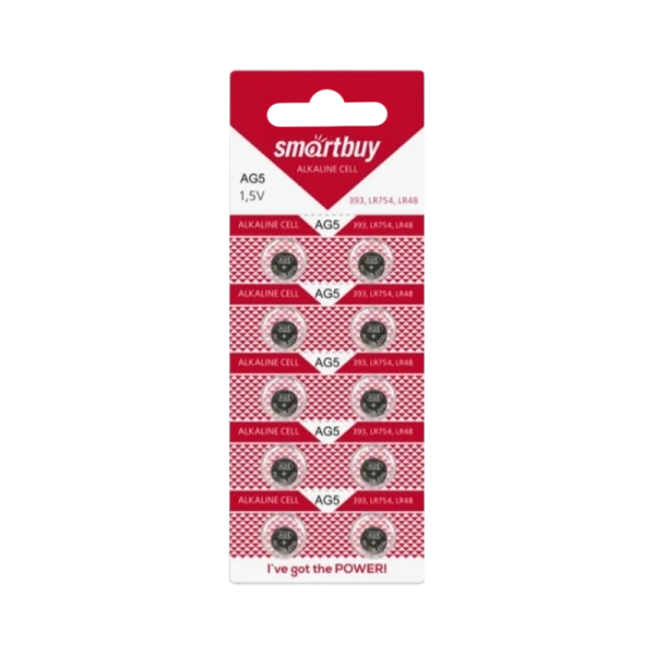 Батарейка Smartbuy G5/LR754/LR48/393A/193 BL10 Alkaline 1.5V (10/100/2000)