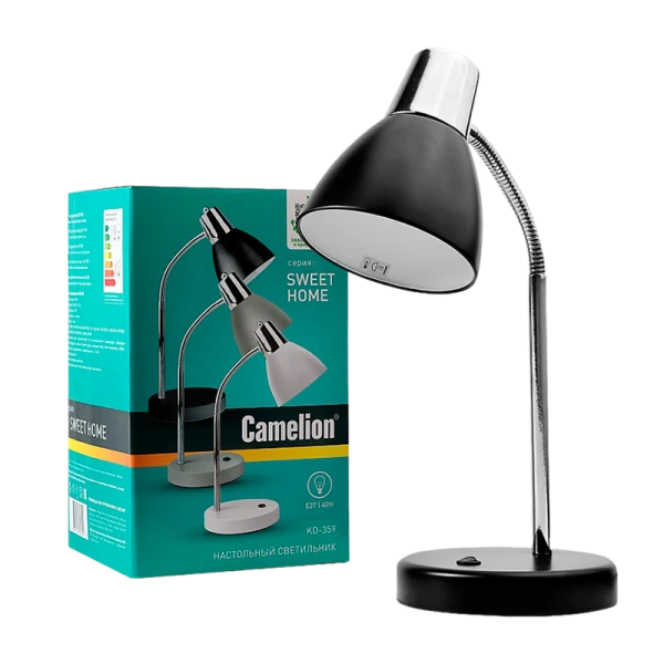 Светильник настольный Camelion KD-359 40W 230V E27 на основании черный (1/12)