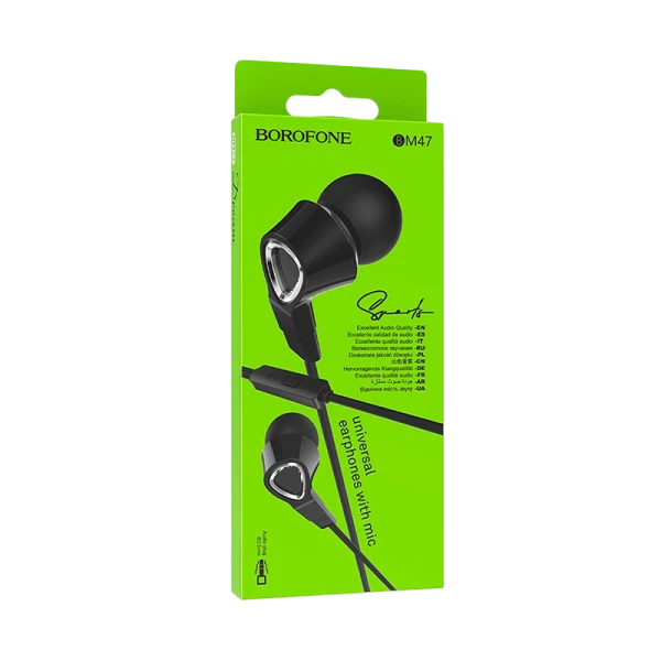 Наушники внутриканальные Borofone BM47 с микр. черный (1/72/288)