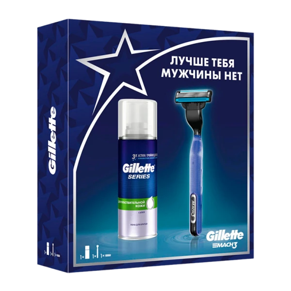 Набор Gillette Mach3 START с гелем для бритья Gillette MACH3