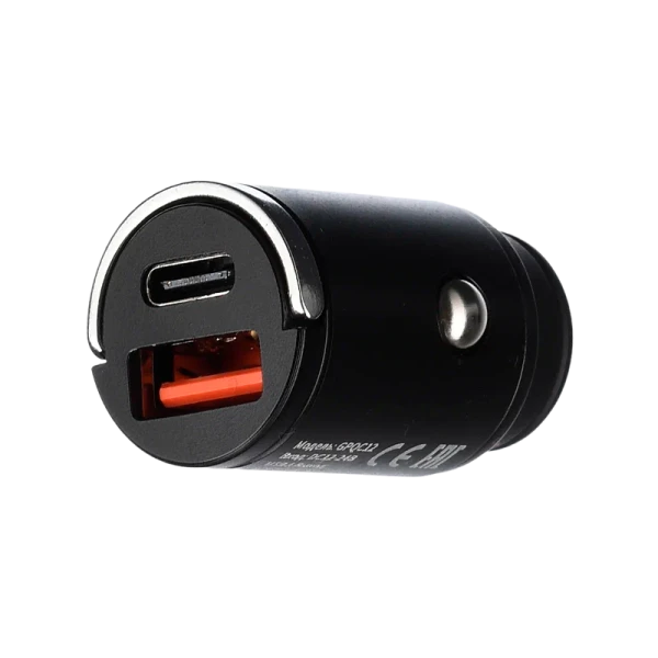 *Автомобильное З/У GoPower GPQC12 1USB+1Type-C 22.5W Mini черный (1/100)