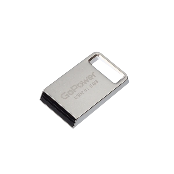 Флеш-накопитель GoPower MINI 16GB USB2.0 металл серебряный (1/50/1000)