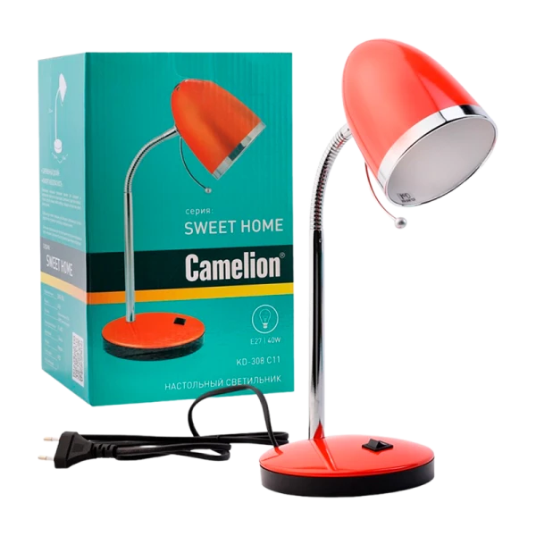 Светильник настольный Camelion KD-308 40W 230V E27 на основании оранжевый (1/12)