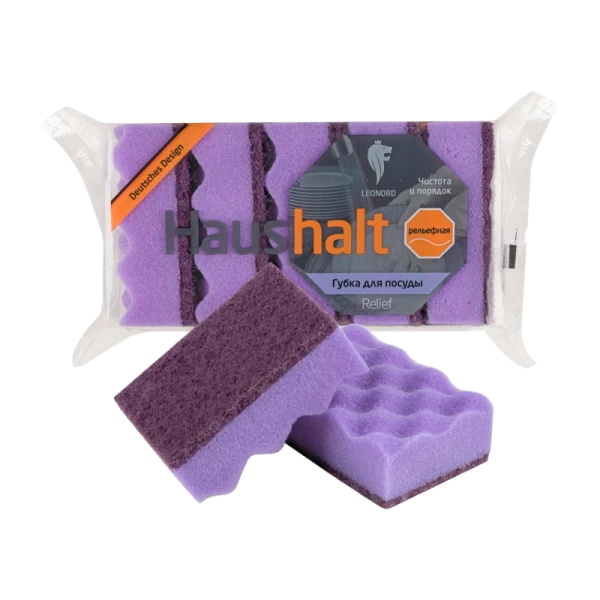 Губка Leonord "Relief" 95х65х35мм поролон фиолетовый