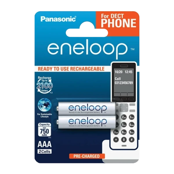 Аккумулятор предзаряженный RTU Panasonic HR03 AAA BL2 NI-MH eneloop DECT 750mAh (2/20/240)