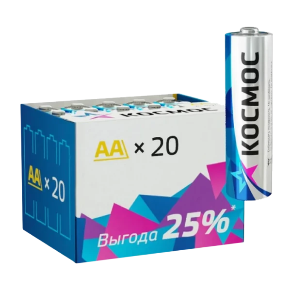*Батарейка Космос LR6 AA BOX20 Alkaline 1.5V (20/640) 