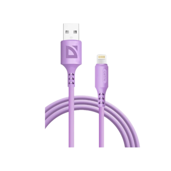 Кабель Defender F207 USB (m)-Lightning (m) 1.0м 2.4A фиолетовый
