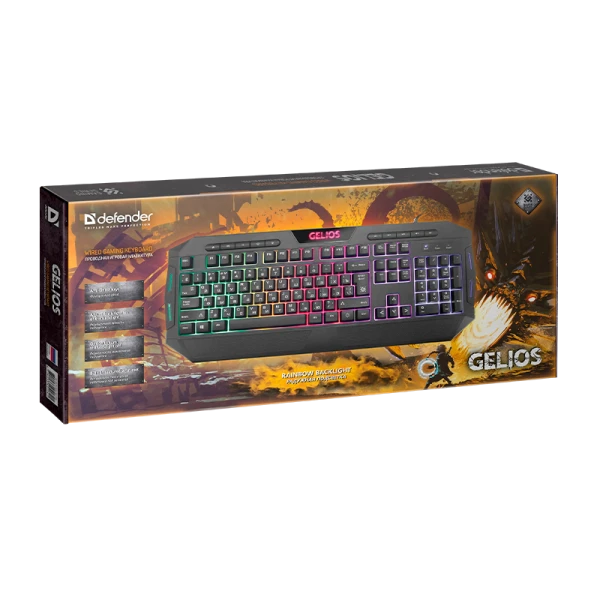 Клавиатура проводная Defender GK-174DL Gelios игровая USB 1.5м черный (1/10)