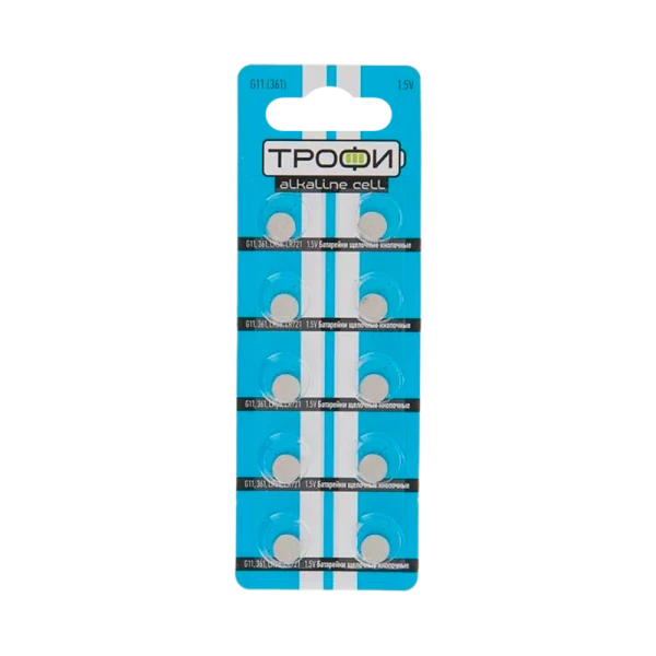 Батарейка Трофи G11/LR721/LR58/362A/162 BL10 Alkaline 1.55V (10/200/1600)