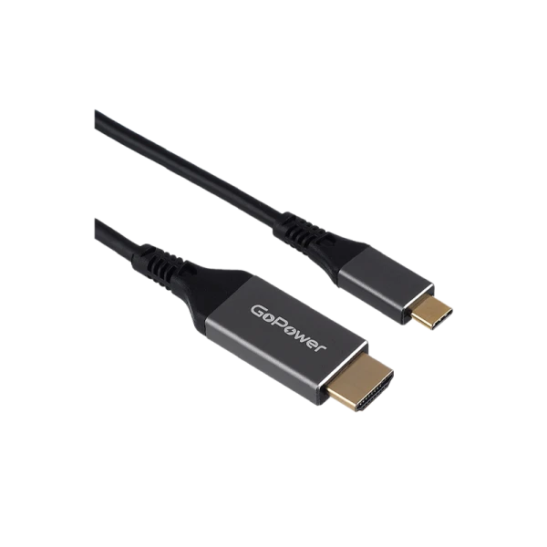 Кабель GoPower Type-C (m)-HDMI (m) 2.0м ПВХ 4K 60Hz черный Premium Zip-Lock c подвесом (1/100)