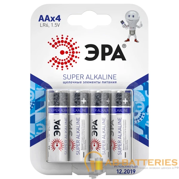Батарейка ЭРА Super LR6 AA BL4 Alkaline 1.5V (4/80/640/20480)