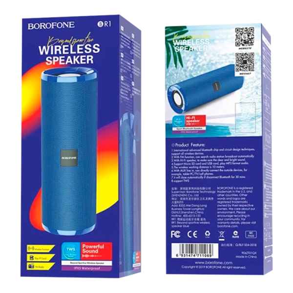 Портативная колонка Borofone BR1 bluetooth 5.0 синий (1/60)