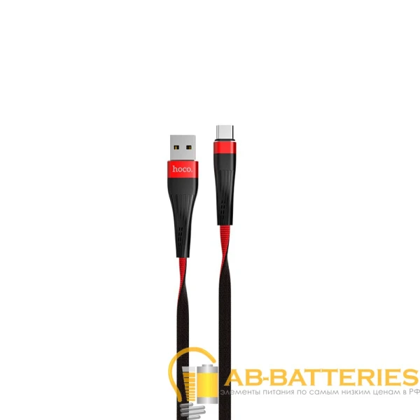 Кабель HOCO U39 USB (m)-Type-C (m) 1.2м 2.4A нейлон красный черный (1/24/240)