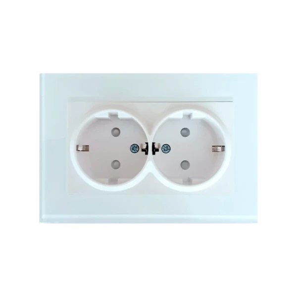 Розетка Прогресс Glass 2гн. 10A С/З ABS + Керамика белый (1/10/200)