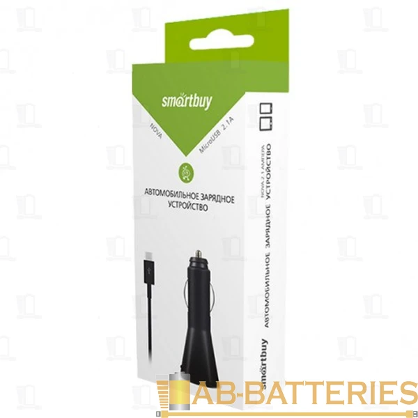 Автомобильное З/У Smartbuy Nova 1USB 2.1A с кабелем microUSB черный (1/100)