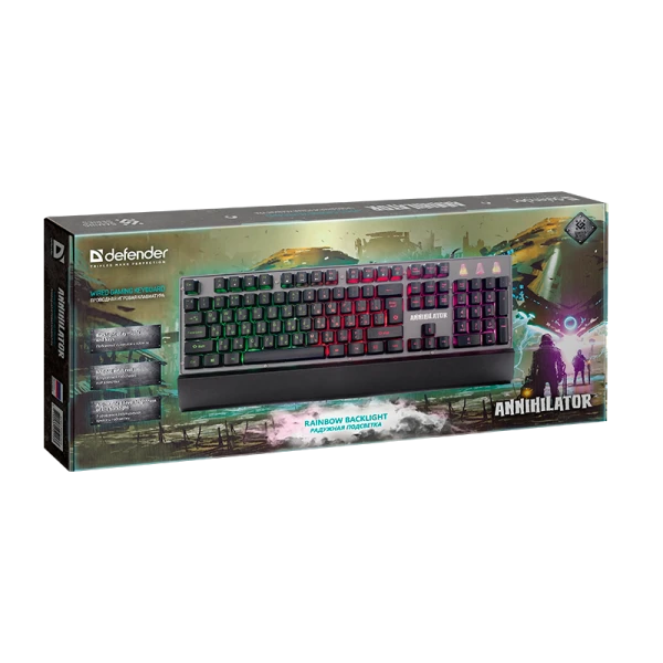 Клавиатура проводная Defender GK-013 Annihilator игровая USB 1.5м черный (1/10)