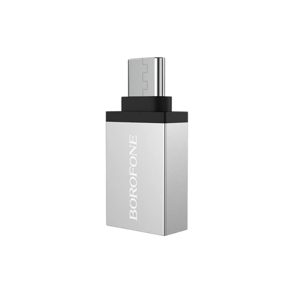 Переходник Borofone BV3 Type-C (m)-USB (f) алюминий серебряный (1/100/600)