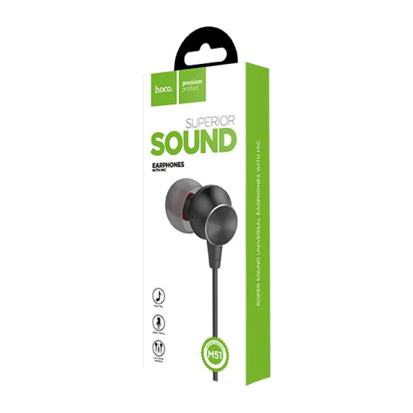 Наушники внутриканальные HOCO M51 с микр. черный (1/21/210)