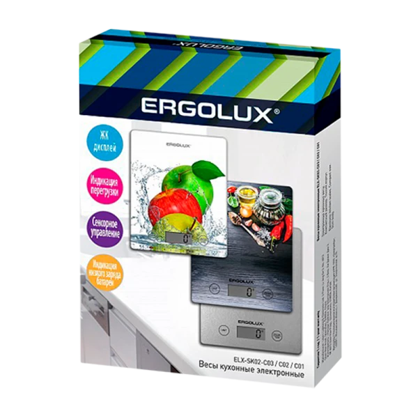 Весы кухонные Ergolux ELX-SK02-С01 электронные 5кг ассорти (1/20)