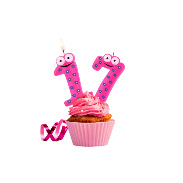 Свеча детская для торта, цифра 7, 1 шт. в упаковке, PATERRA (1/24)