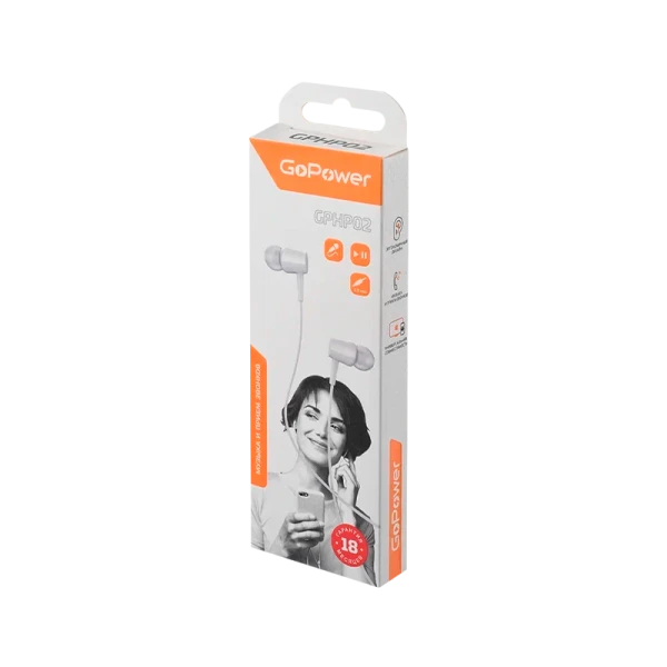 Наушники внутриканальные GoPower GPHP02 белый