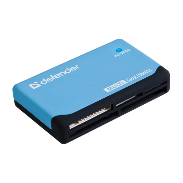 Картридер Defender Ultra USB2.0 SD/microSD/MS/M2 Combo/MMC/CF голубой (1/100)