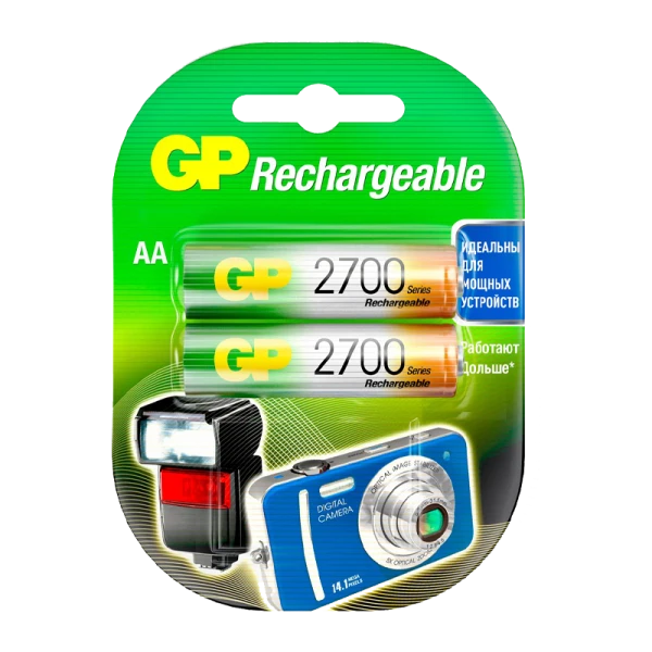 Аккумулятор бытовой GP HR6 AA BL2 NI-MH 2700mAh в пластиковой упаковке (2/20/200)