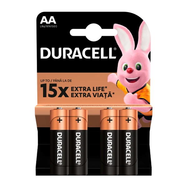 Батарейка Duracell Basic LR6 AA BL4 Alkaline 1.5V (4/48/80/192/21504)
