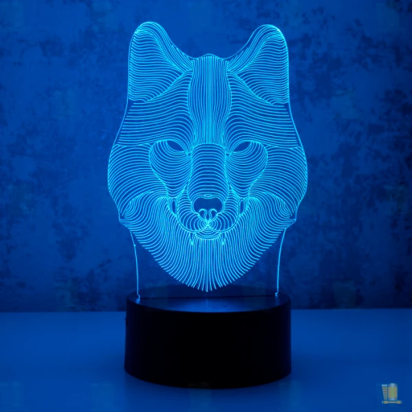 Светильник настольный Старт "3D Волк" 2W 220V на основании сенс. черный