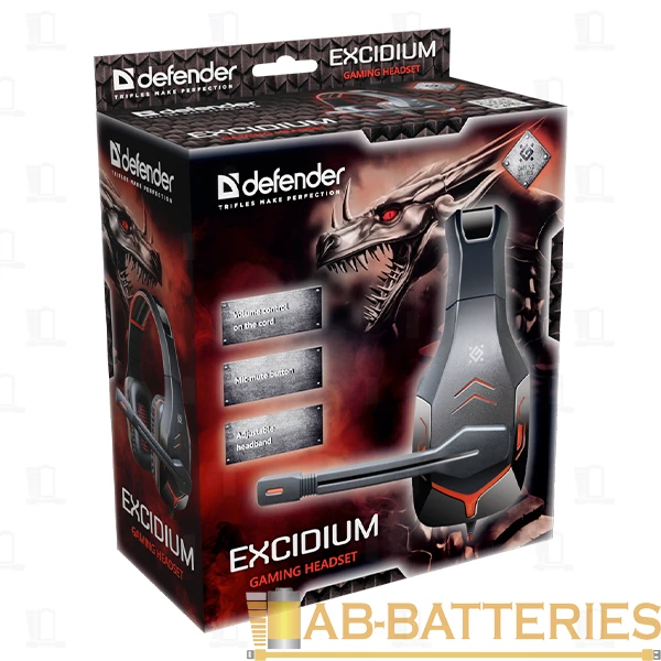 Наушники полноразмерные Defender Excidium с микр. игровые черный красный (1/20)