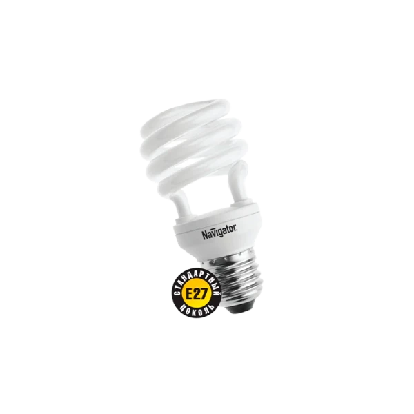 Лампа люминесцентная Navigator SH10 E27 20W 4000К 230V спираль (1/12/48)
