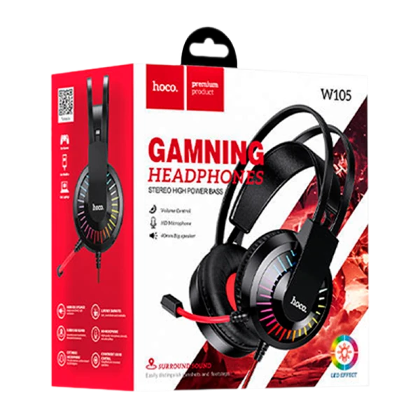 Наушники полноразмерные HOCO W105 с микр. игровые красный (1/30)