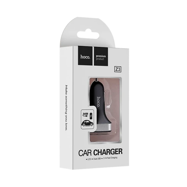 Автомобильное З/У HOCO Z3 2USB 3.1A черный (1/21/126)