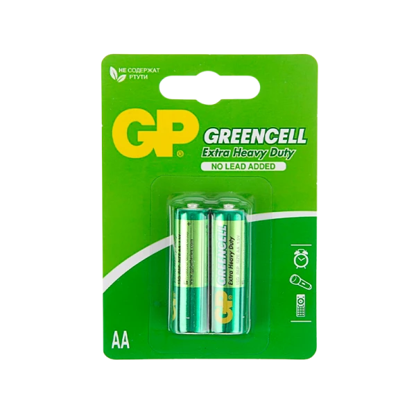 Батарейка GP GreenCell R6 AA BL2 Heavy Duty 1.5V (2/36/144)